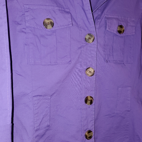 Millenium 3/4 Sleeve Button Up Collared Top w/ Front Pockets 212 - Picture 4 of 7